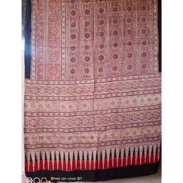 Ajrakh Block print Saree 